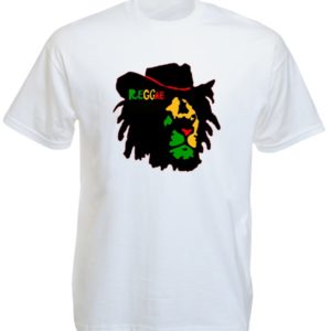 Reggae T-Shirt Blanc Manches Courtes Lion de Judah Rasta