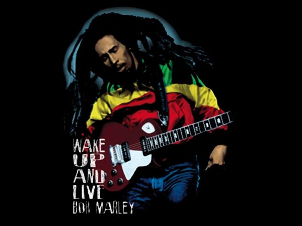 T-Shirt Noir Bob Marley and the Wailers Wake-Up Manches Courtes
