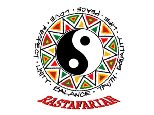 Tee-Shirt Tribal Blanc Rastafari Yin Yang Manches Courtes en Coton