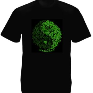 Yin et Yang Tee-Shirt Noir en Coton Bio Marijuana Design Original
