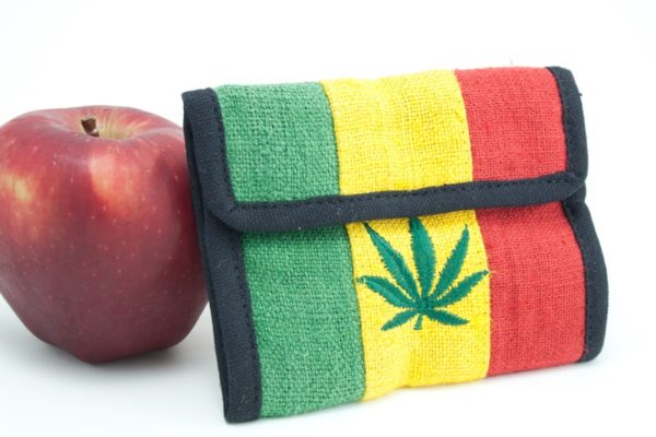 Portefeuille Chanvre Feuille de Cannabis Velcro Zip