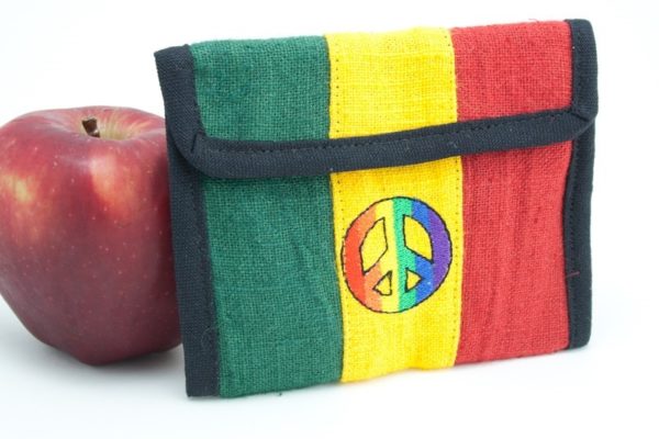 Portefeuille Chanvre Peace and Love Velcro Zip