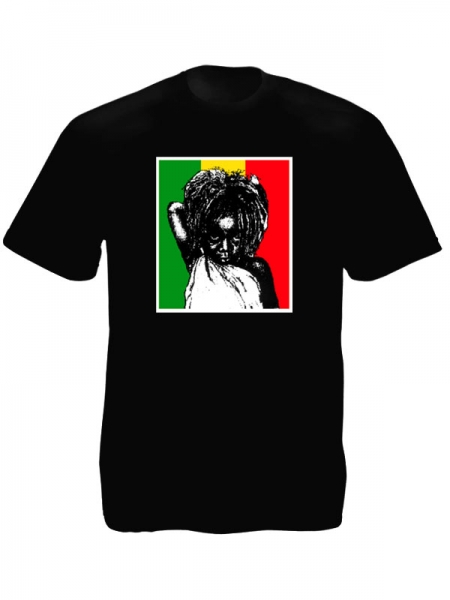 Reggae Tribe Tee-shirt Rasta Baby Noir Col Rond Taille L en Coton Bio