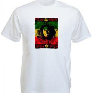 Tee-Shirt Bob Marley Blanc Rasta Roots Etoile de David