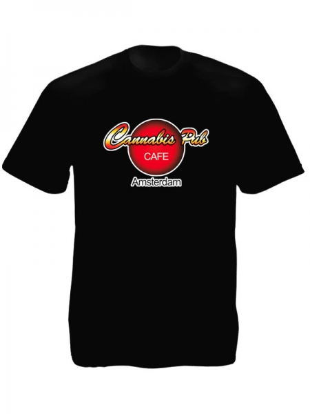 Tee-Shirt Noir Logo Hard Rock Cafe Cannabis Pub en Coton pour Homme